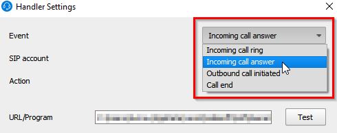 Setting handler Incoming call answer event 