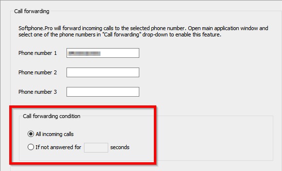 Select call forwarding mode