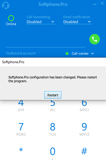Restart notification of Softphone.Pro