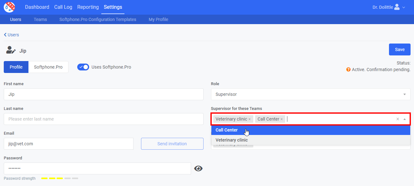 Select Teams for supervisor