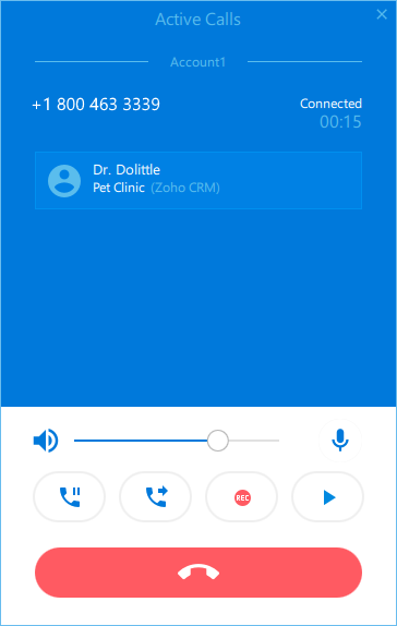 Zoho CRM customer name on Active calls window