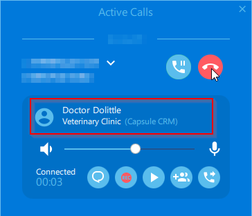 Active calls Capsule info