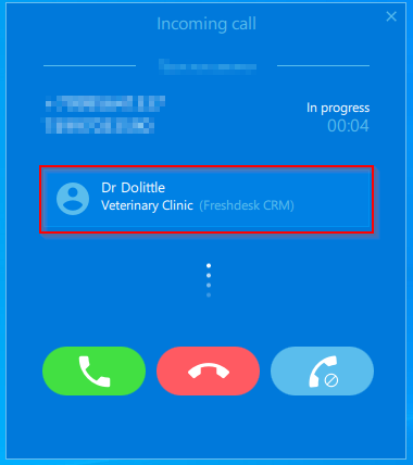 Incoming call Freshdesk info