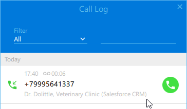 Call log Salesforce info