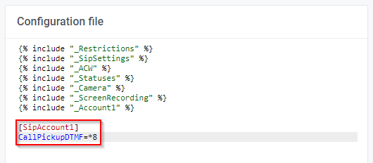 Set a DTMF command for call pickup