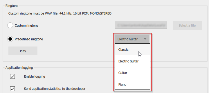 Predefined ringtone