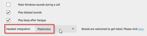 Plantronics headset integration
