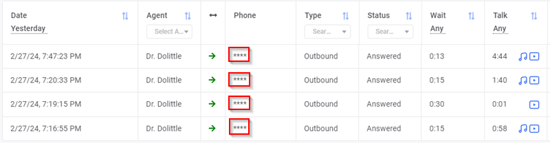 Hidden phone numbers in the Agents' Dashboards