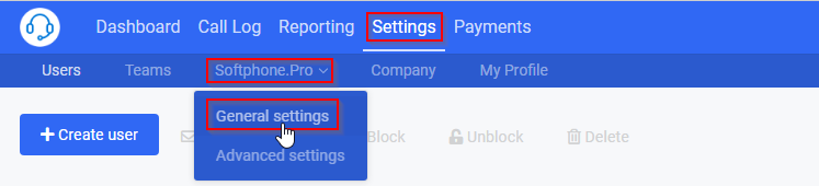 Go to general settings